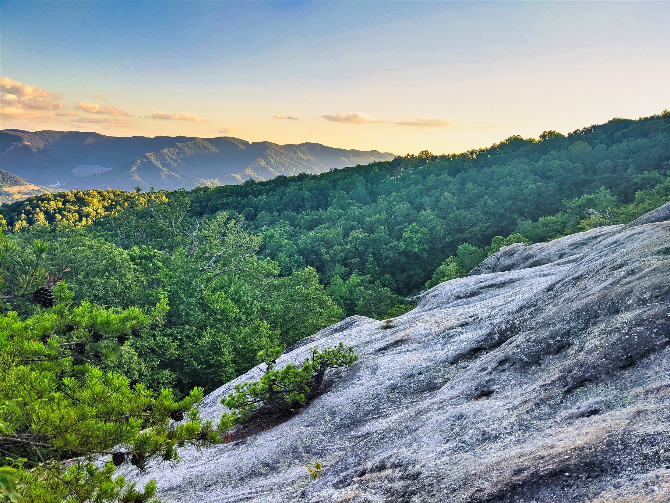 A mountain overlook at sunrise